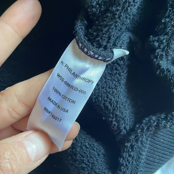 Philanthropy Cropped Sleeve Distressed Sweater - Picture 4 of 5